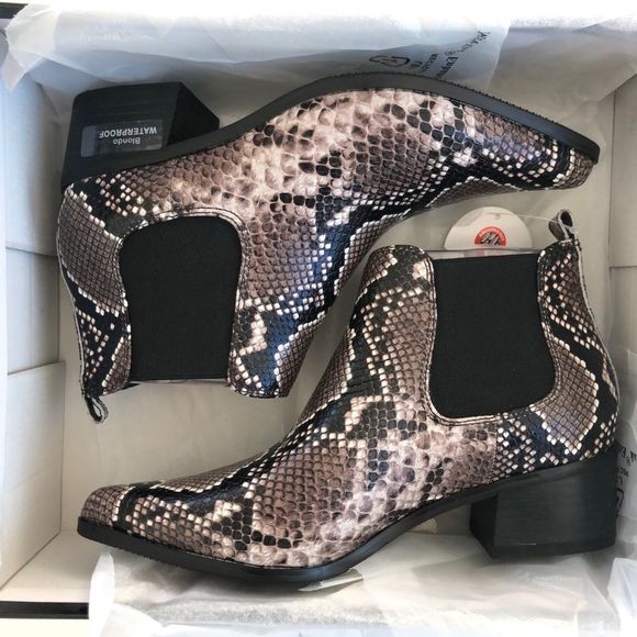 Blondo Waterproof Emelia Leather Bootie in Snakeskin Design Steve Madden Owned - Picture 1 of 8